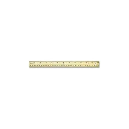 Acme United Westcott  Hole Punched Wood Ruler English and Metric with Metal Edge, 12" Long 10702